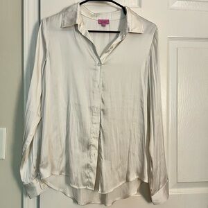 Francesca's Collections Cream Button-Down Shirt